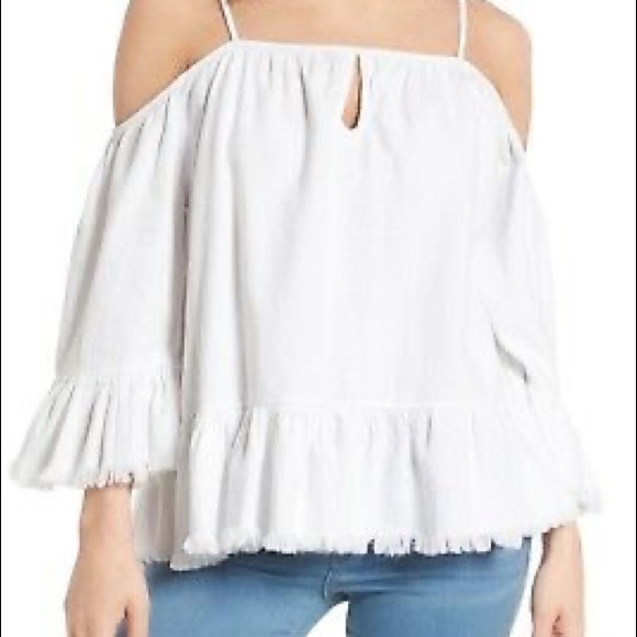 Blank NYC Tops - Blank NYC Cold Shoulder Top w/Shredded Edges